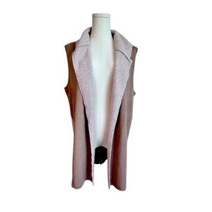 Chico’s NWT Sueded Tan Drape Open Front Reversible Vest Solid Natural Women’s M